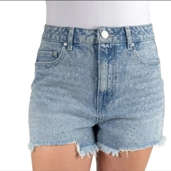 Indigo Rein Pants - INDIGO REIN | Junior's Cotton High-Rise  Rhinestone Frayed Shorts